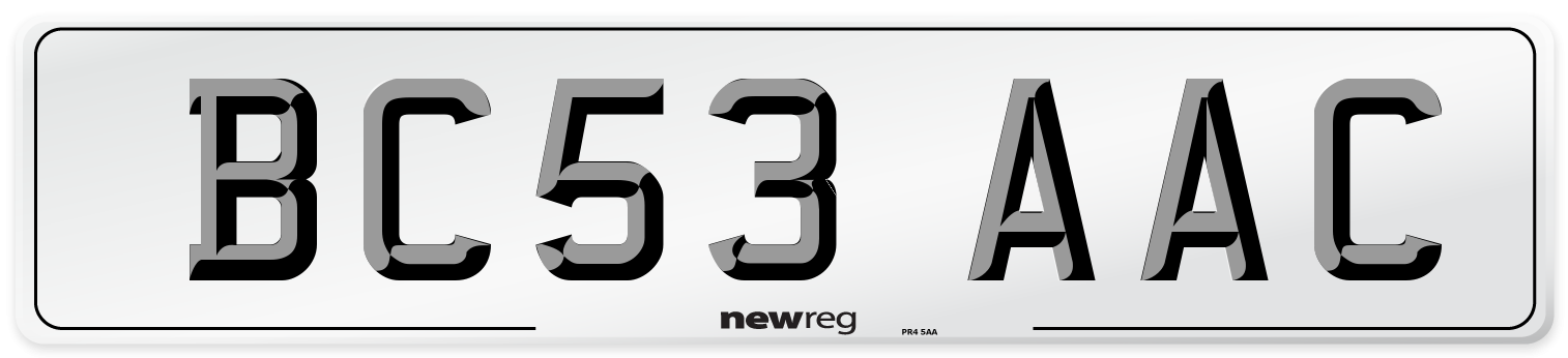 BC53 AAC Number Plate from New Reg